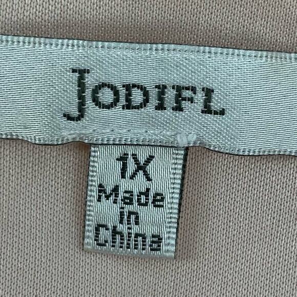 JODIFL Tinsel Fringe Long Sleeve V Neck Blouse Mauve Pink Plus Size 1X Holiday - Picture 6 of 7